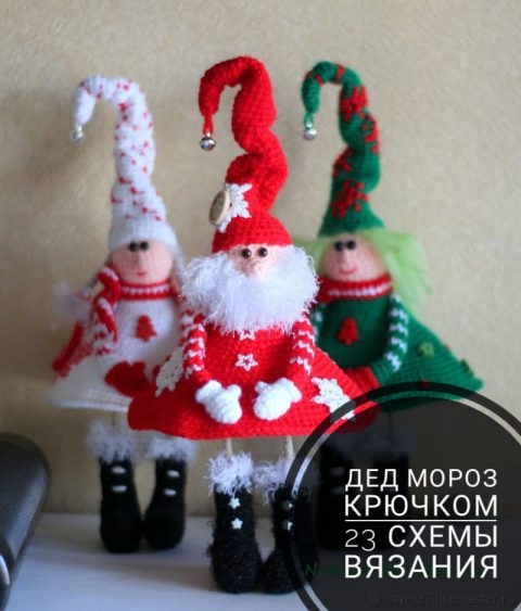 Дед мороз крючком, подборка схем и описаний
